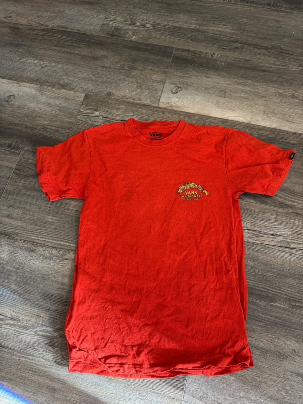 Vans Red Short Sleeve Graphic Tee with Chest Logo